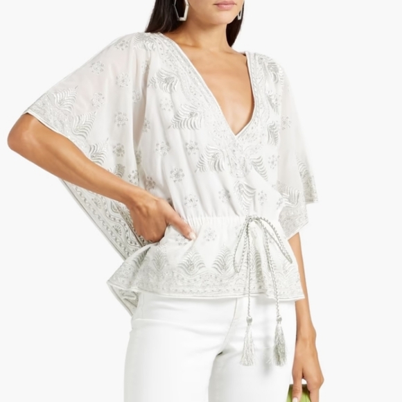 Alice + Olivia White Embellished Top